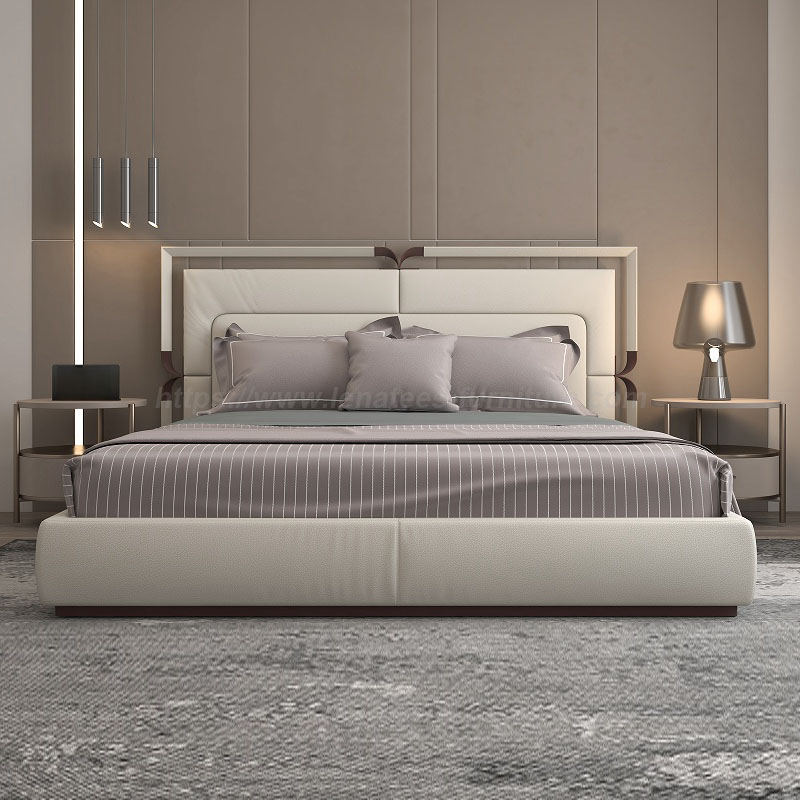Läder lyxig king size tufted säng