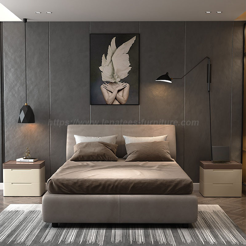 Lätt lyxig modern läder king size säng