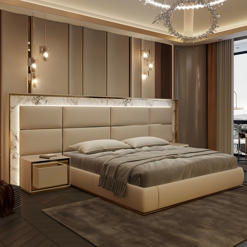 Natural Marble + Top Layer Cowhide, Collision of Light Luxury Eesthetics
